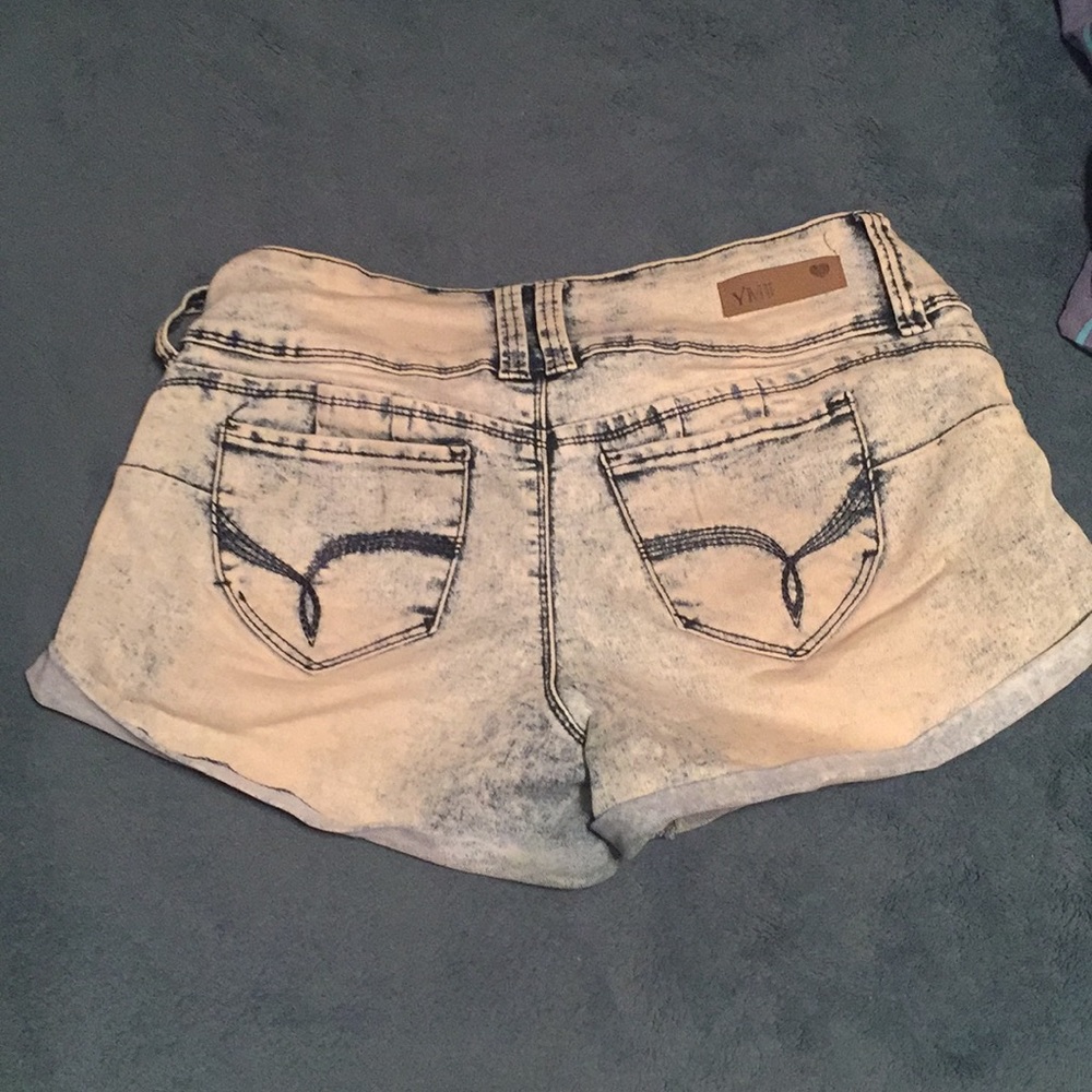 Acid wash high waisted shorts